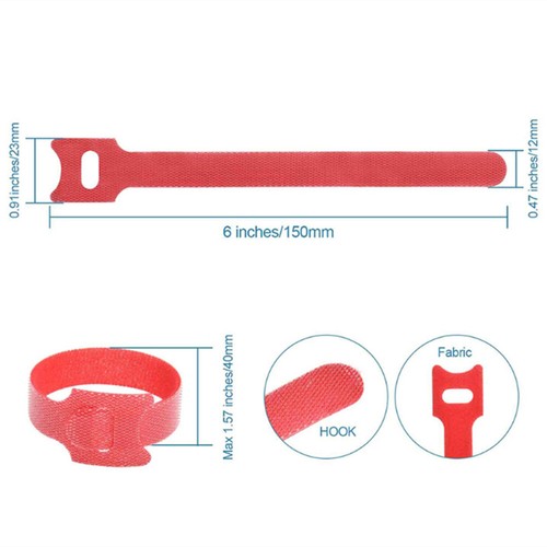 50Pcs Reusable Ties Nylon Strap Cord Loop Hook Cable Wraps Tool Tidy Organizer - Picture 8 of 12