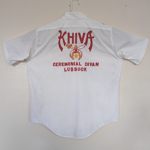 Vtg Khiva Shriners Shirt Ceremonial Divan Lubbock Texas Embroidered Distressed - Picture 2 of 9