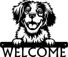 Brittany Spaniel Detailed Dog Face Welcome Sign or Custom Name