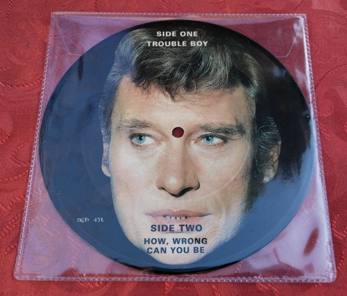 RARE JOHNNY HALLYDAY 45 TOURS PICTURE DISC VINYL TIRAGE LIMITE " TROUBLE BOY " - Picture 2 of 3