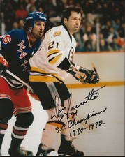 Don Marcotte Autographed 8x10 Bruins Photo W/ Staney Cup Champions 1970 & 1972