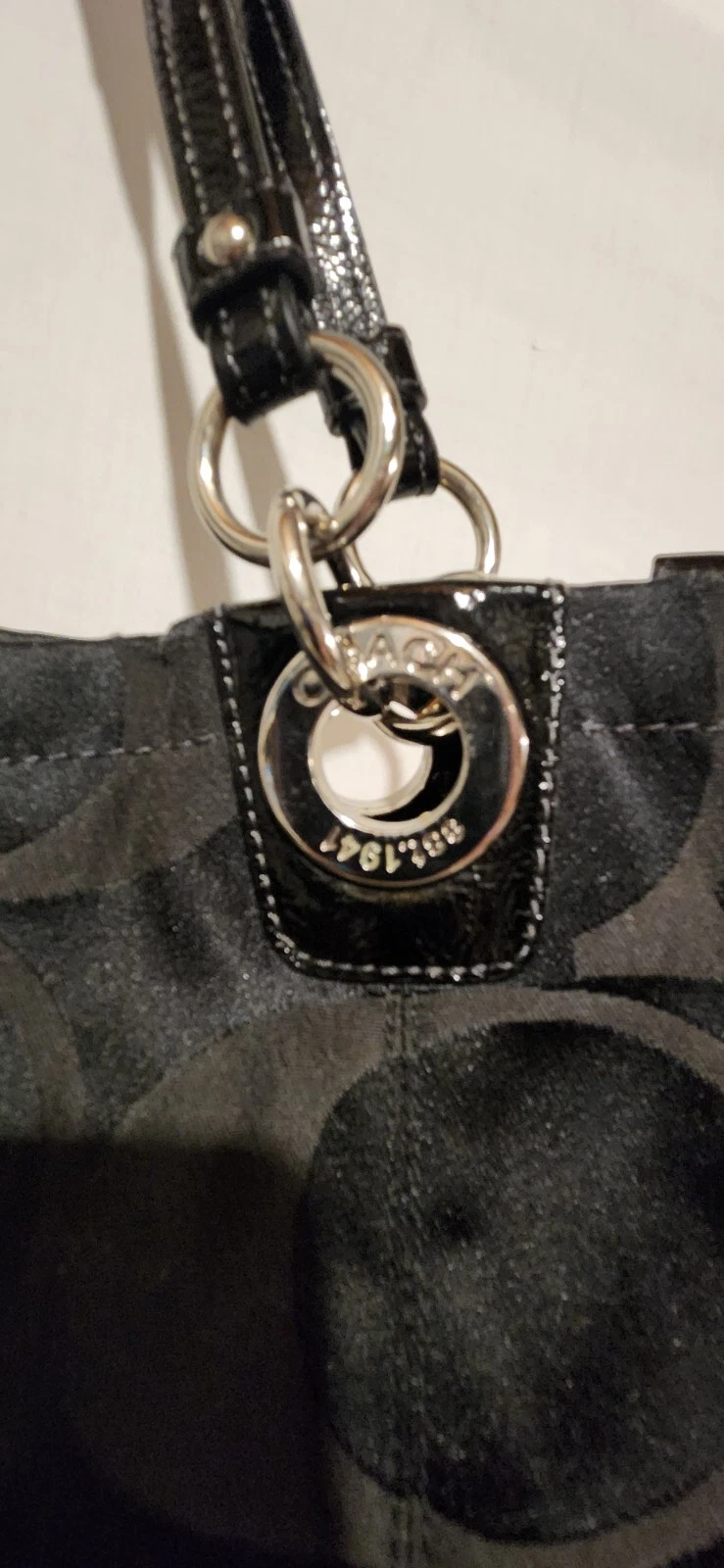 BORSA TOTE BAG COACH NERA CON ACCENTI ARGENTO GRANDE