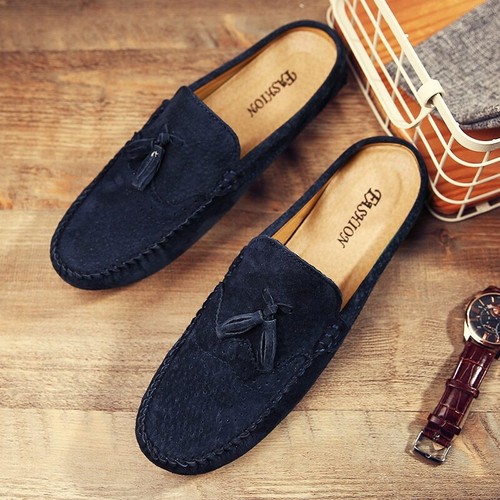 Nuevo Hombre Media Zapatilla Sin Cordones Mocasines Cómodos Planos Deslizables Informales Zapatos 44 - Imagen 2 de 15