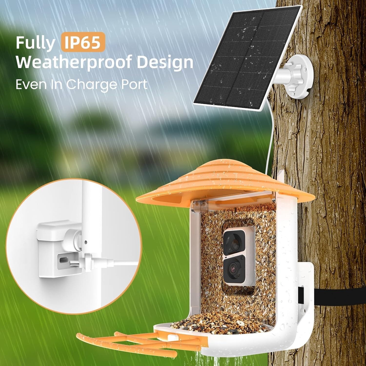 Smart Bird Feeder With Camera Solar Powered With AI Identify Species Night Visio