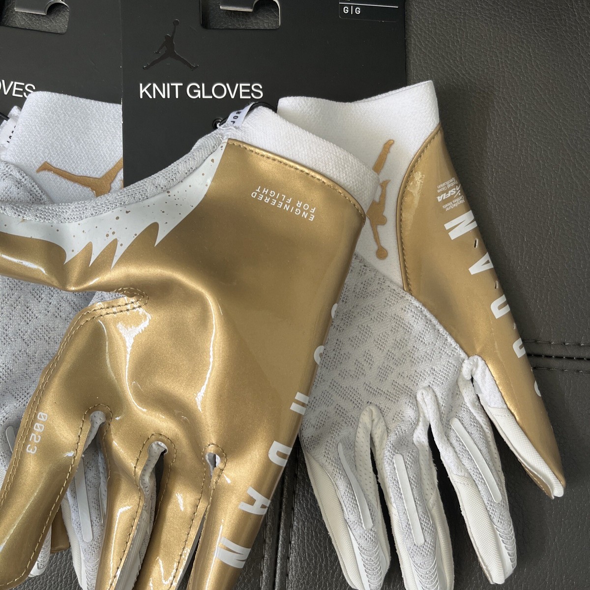 New Nike Jordan Vapor Knit 4.0 Football Gloves Size L White