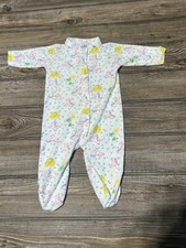 Vintage 1980  s Terry Cloth Infant Sleeper Zebra Elephant By Triplets USA SZ M