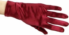 Bridal Prom Costume Adult Satin Gloves Burgundy Solid Wrist Length Party New