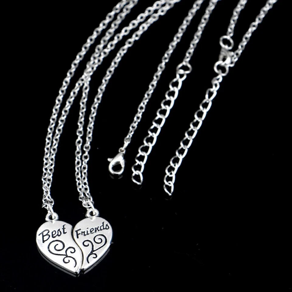 2x Collana BEST FRIENDS Cuore Spezzato Ciondolo Amore Fidanzati Regalo Amicizia - Immagine 3 di 4