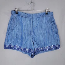 Kaari Women's Short Embroidered Hemline High Rise Blue Size 10