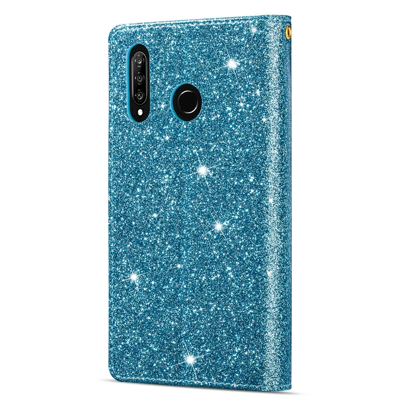Glitter Wallet Case Zip Multi Card Flip Cover for Huawei P40 P30 P20 Lite Pro - Image 4 of 4