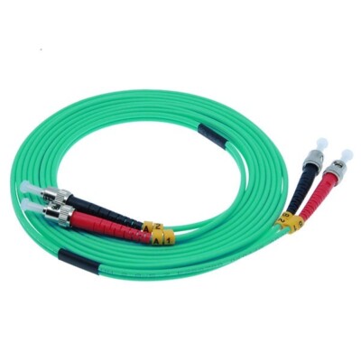 3M ST to ST 10Gbps 50/125 OM3 Duplex Fiber Optic Patch Network Cord Cable Aqua