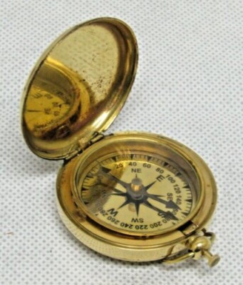 BRASS PUSH BUTTON NAUTICAL COMPASS 2'' Sailor POCKET MARITIME WORKING COMPASS
