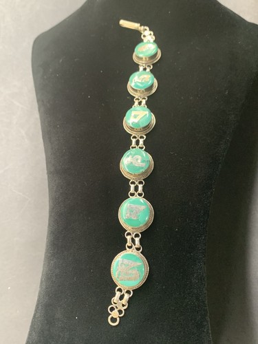 Chinese Sterling Silver 925 Green Jade Bracelet Ladies Mounted Vintage Jewellery - Picture 4 of 10