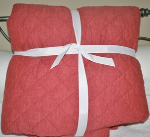 Pottery Barn Belgian Flax Linen Diamond Quilt F Q Burnt Orange