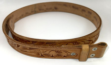 Hand Tooled Brown Leather Western Belt