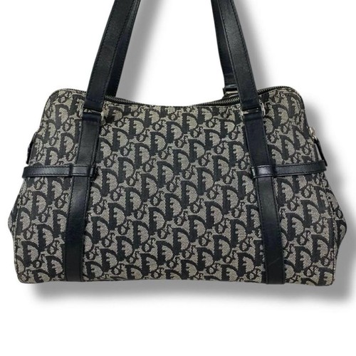 Christian Dior Trotter Canvas Handtasche Beuteltasche marineblau silber Anhänger authentisch 132402 - Bild 3 von 10