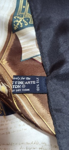 Vintage Museum Of Fine Arts Boston 100% Silk Square Scarf Books Korea READ - Picture 8 of 15