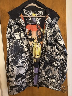 Armada Men s L Black/White Abstract Hooded Full Zip Ski Jacket w/ Pockets
