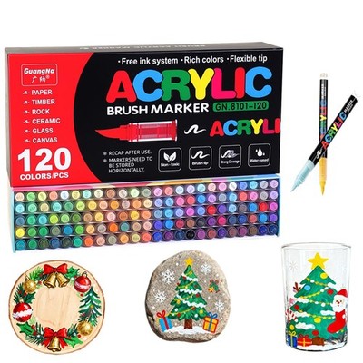 Acrylic Paint Markers Pens, 120 Vivid Colors Acrylic Markers Set,Direct Liqui...