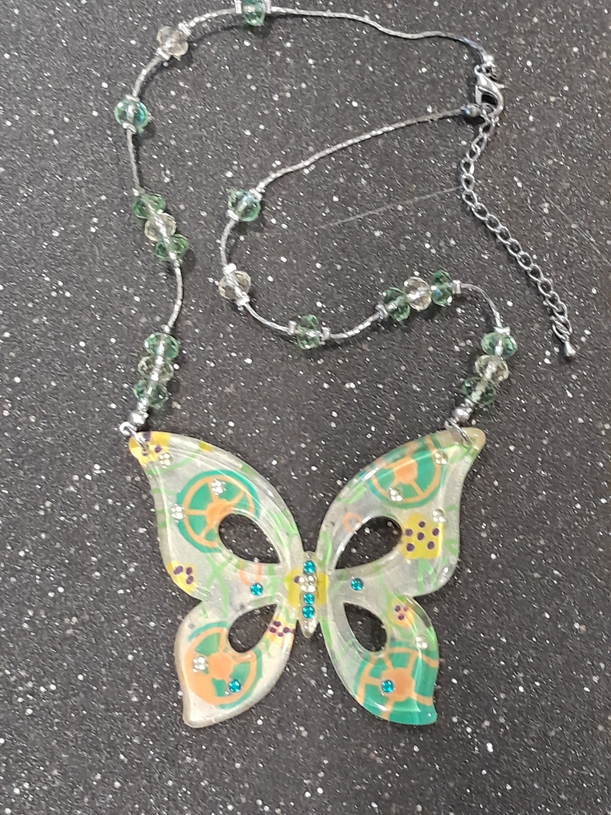 Large Translucent Multi-Colored Butterfly Necklace - image 1