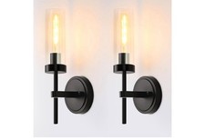 Black Bathroom Wall Sconces Set of 2, Modern Sconces Wall Lighting Vanity Lig...