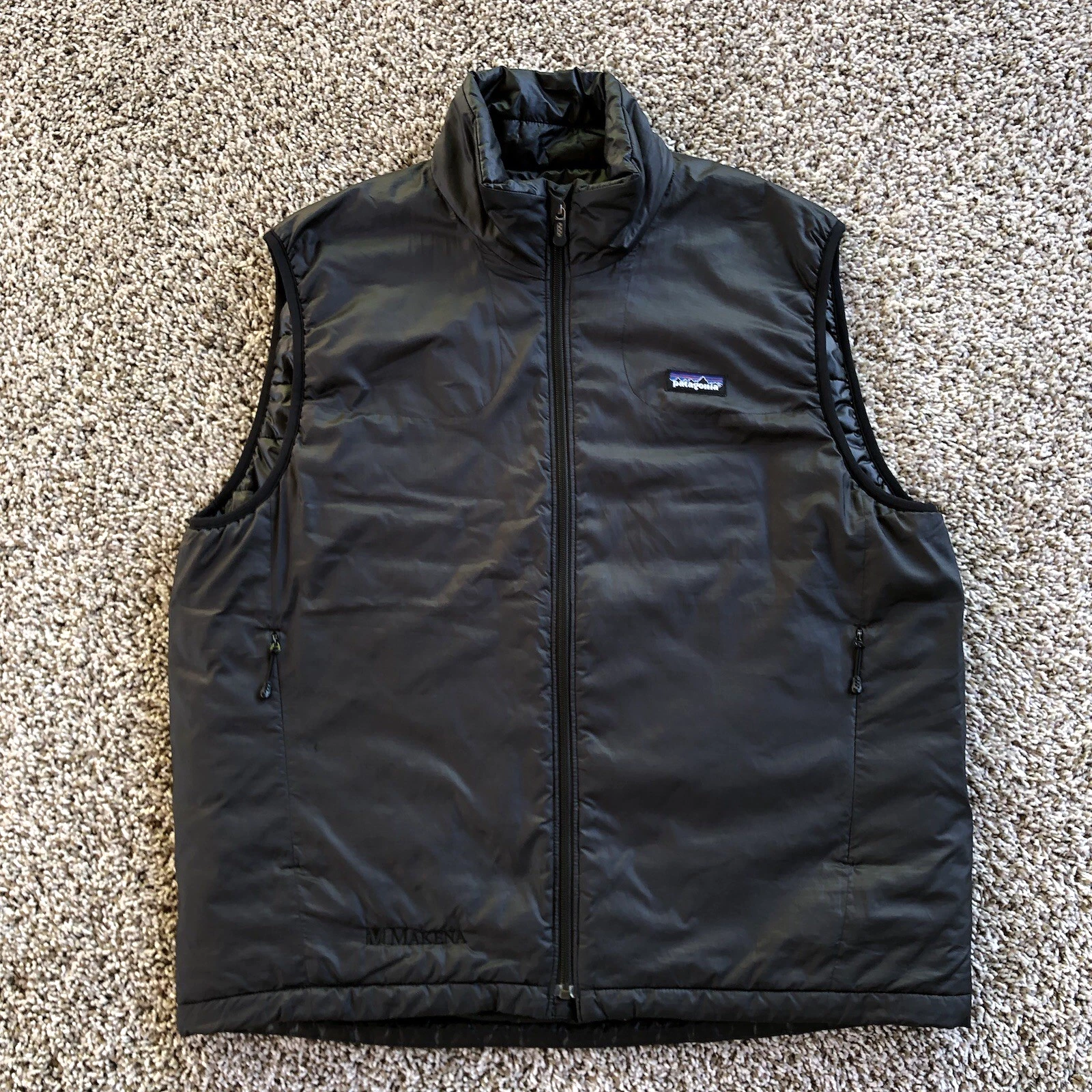 Vintage Patagonia Micro Puff Vest Mens L Black Insulated Puffball Puffer Zip Up