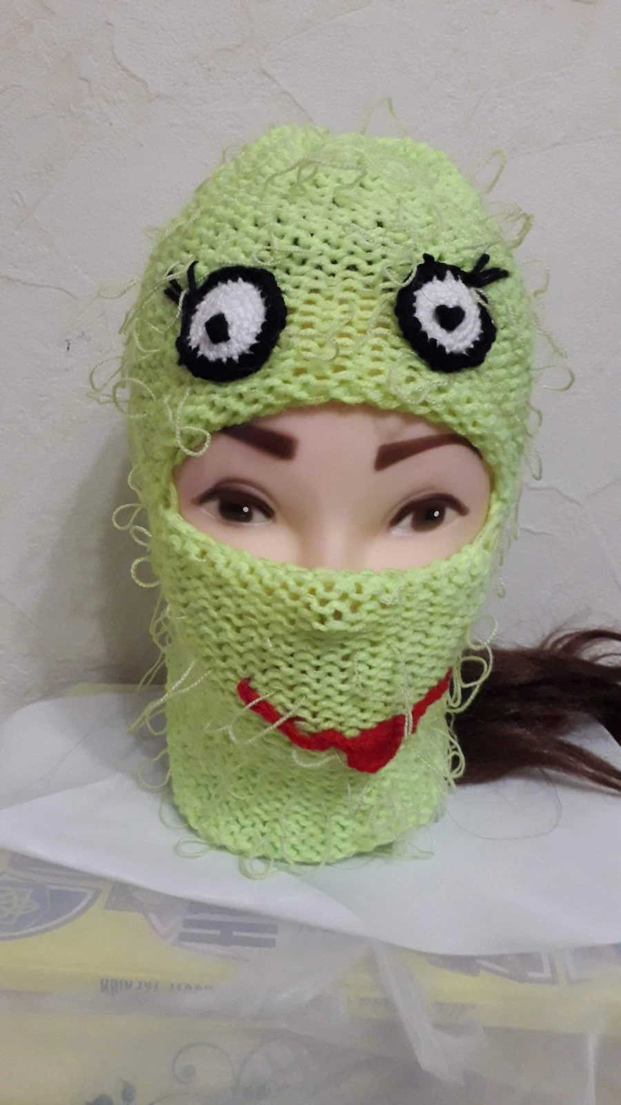 Frog Balaclava Hat – Cute Animal Knit Ski Mask – Handmade Winter Hood