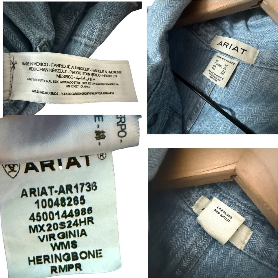 Ariat NUEVO Western Mameluco Pantalones Cortos Mujer XL Espiga Denim Utilitario Vaquera Boho Foto 4 de 4