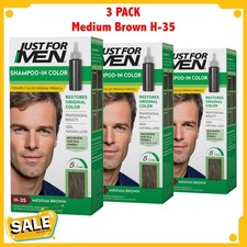 Just for Men H-35 MEDIUM BROWN Hair color Shampoo In  3 pack 