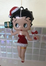 Betty Boop Christmas Outfit Gift Santa Hat Candy Cane Hanging Christmas Ornament