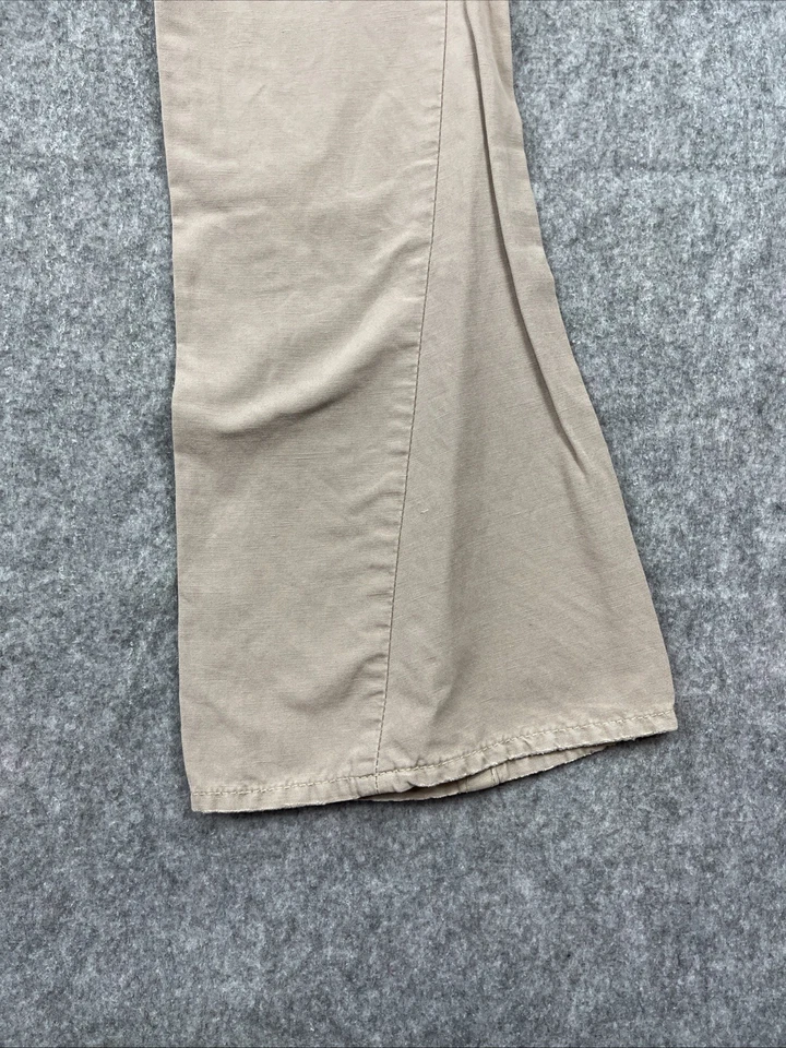 True Religion女式Joey牛仔裤长裤34x34卡其色低腰喇叭亚麻混纺 — 第 3/4 张图片