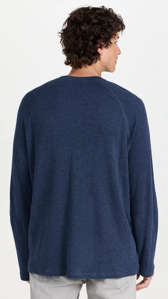 Men's Cloud Long Sleeve Henley, Navy Heather, Blue, L - Image 3 of 4