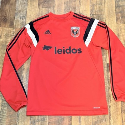 Adidas D.C. United MLS Long Sleeve Soccer Jersey Red White Leidos Climacool Med.