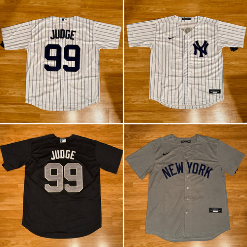 New York Yankees Aaron Judge Stitched Gray Black Pinstripe Jersey Mens Sizes