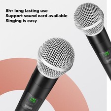 2Pcs Wireless VHF Microphone Professional Noise Canceling USB Rechargeable