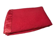 Rare 1950s Golden Dawn 100% Wool Blanket by J.C. Penney Solid Red 92x72 Quilt