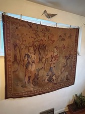 Antique Aubusson Tapestry Hand Woven  55 X 59 Inches 