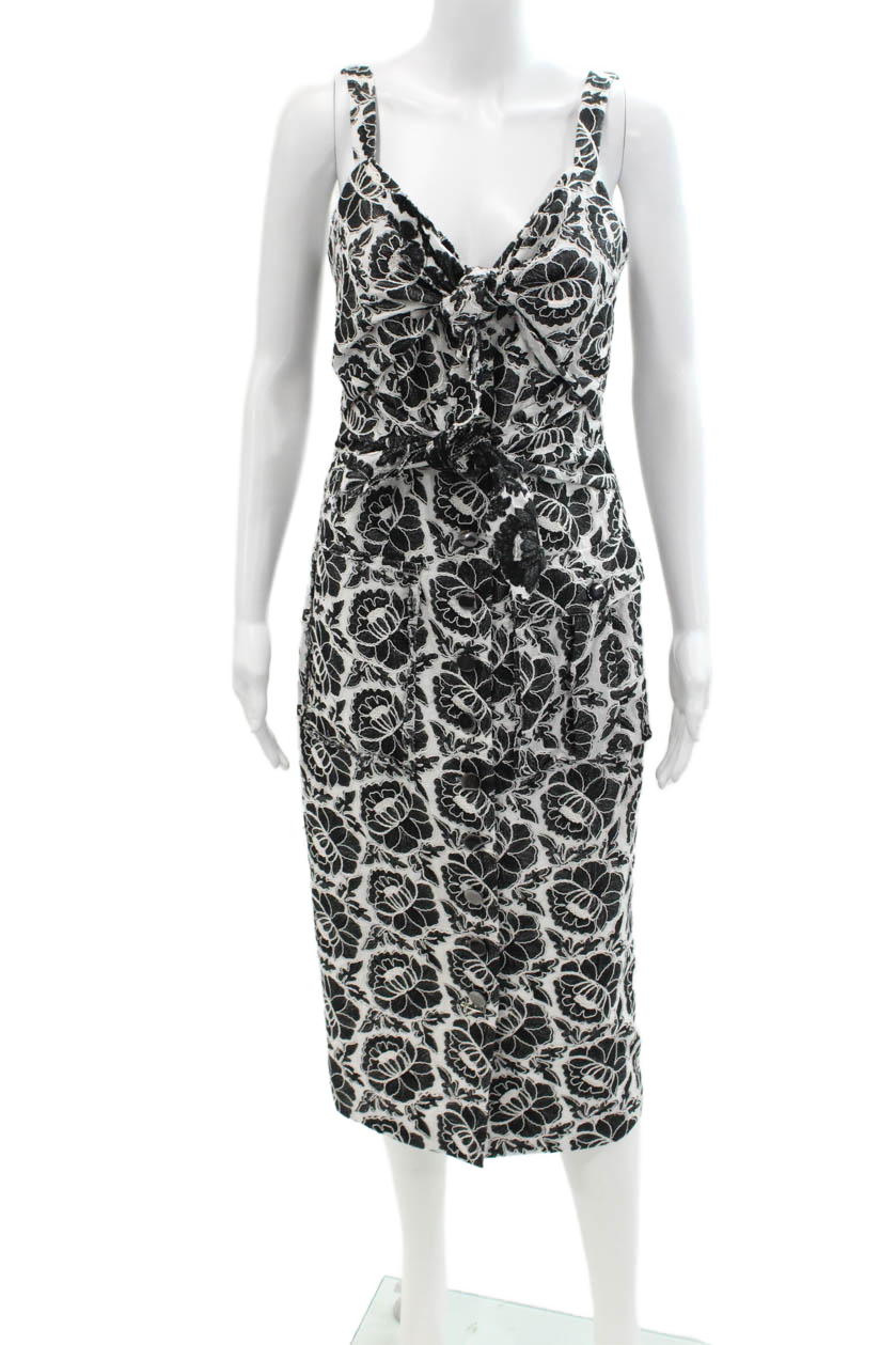Toccin Womens Sleeveless Sweetheart Neckline Floral Printed Dress Black Size 4