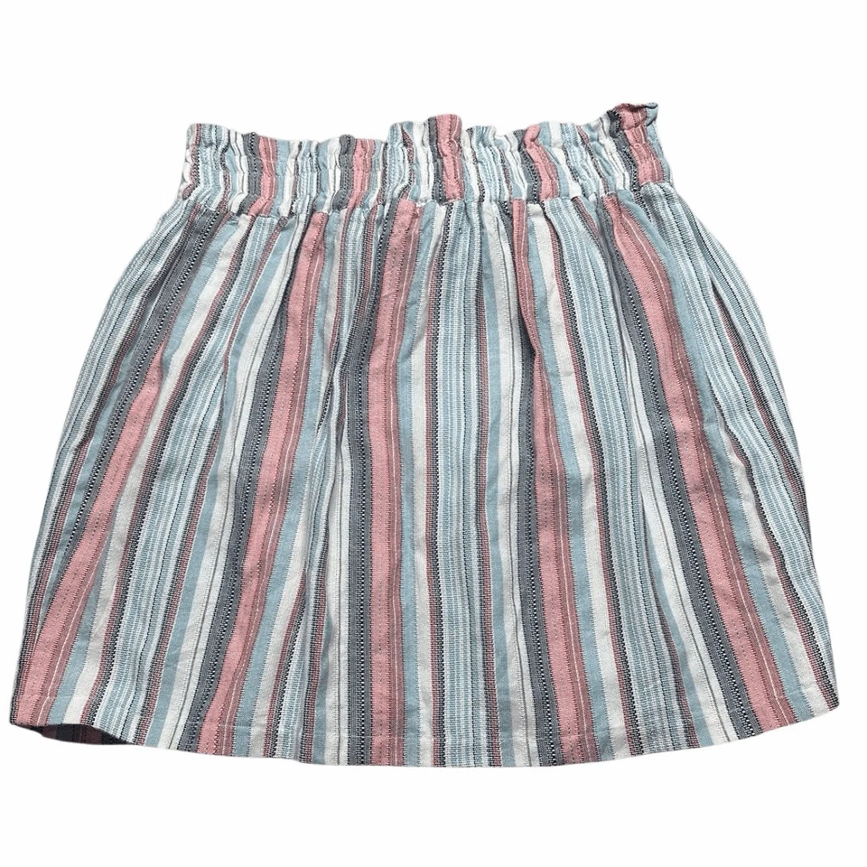 ANGIE Mujer Multicolor Rayas Bolsa de Papel Corbata Cinturón Rayón Mini Falda Talla XL Foto 2 de 4