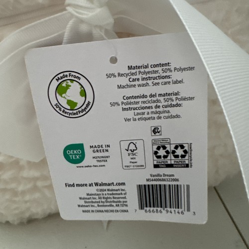 Mainstays Faux Shearing Cozy Soft Blanket Spread King Ivory 102 in x 90 in New - Picture 6 of 8