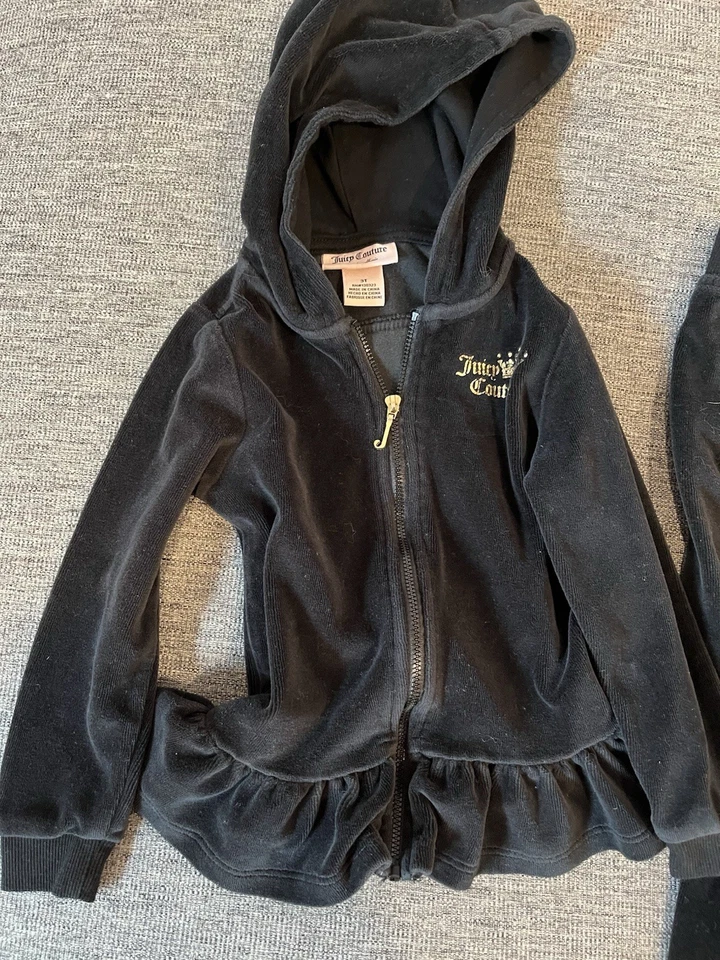 Juicy Couture Toddler Girls Black Hooded Track Jacket and Pants Size 3T - Image 2 of 4