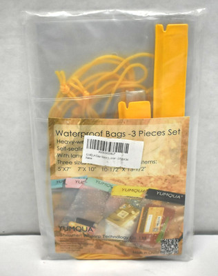YUMQUA Self Sealing Waterproof Bags Watertight Pouch 5x7 7x10 10x13 3 Piece Set