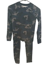 All in Motion Boys 2 Piece Thermal Navy Blue Camo Pajama PJ Set - Size M 8-10