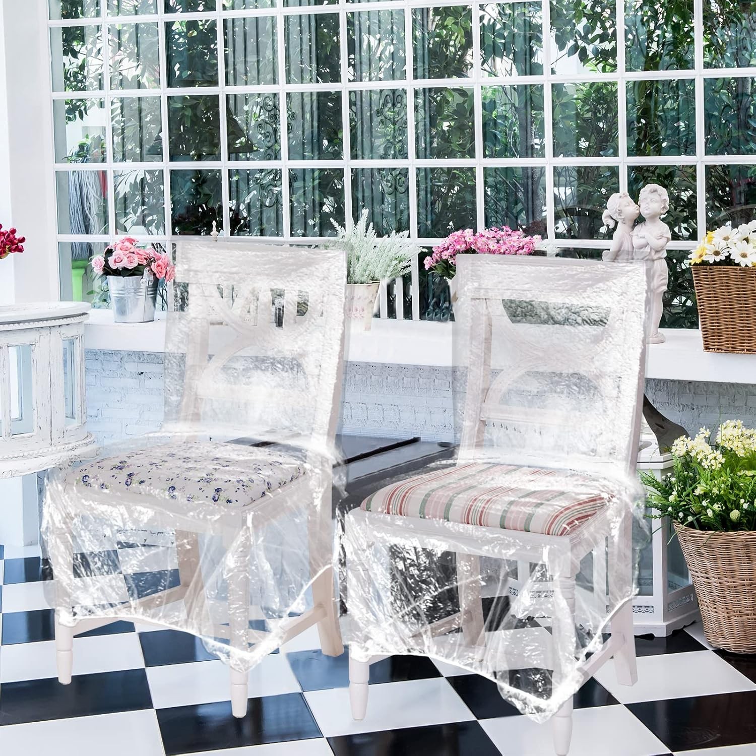 8 Pcs Plastic Dining Chair Covers Protectors Clear Protector Waterproof Seat 