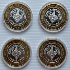 4 Circus Circus $10 Limited Ed. Gaming/Casino Tokens Las Vegas  - .999 Silver