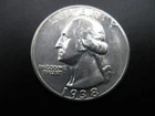 1938 Washington Silver Quarter Dollar  AU/BU! "Key Date" #372601