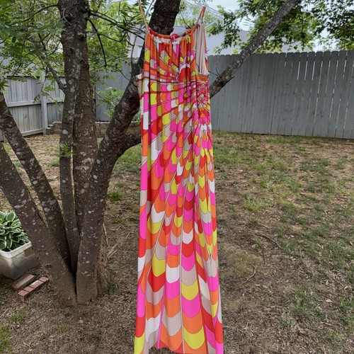 Trina Turk Colorful Bennie Halter Summer Maxi Dress NWT