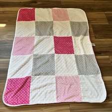 Just Born Pink White Grey Hearts Patchwork Popcorn Dot Sherpa Baby Blanket