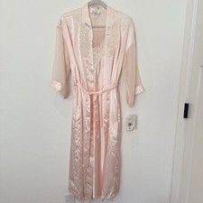VINTAGE Lingerie NWT Dentelle 2 Pc Peignoir Set Robe Gown Pink Face Powder S