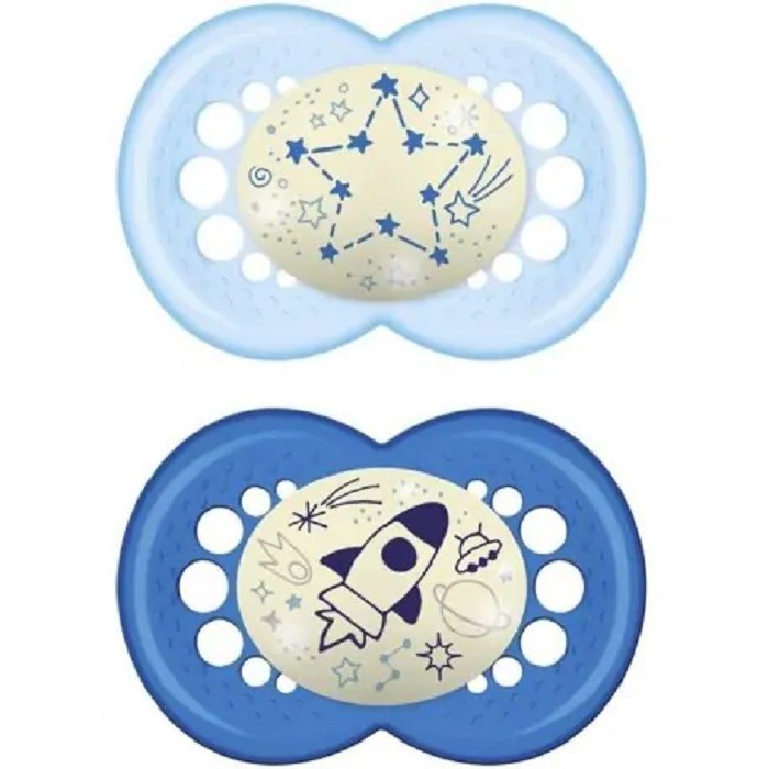 Mam Night Succhietto in silicone 6+ mesi 2 pezzi Blu